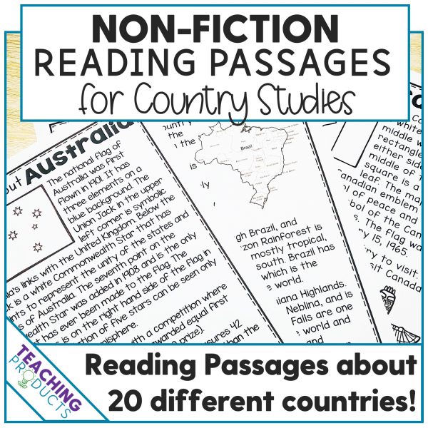 Non-fiction reading passages for country studies