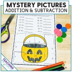 Addition and Subtraction Myster Picture Puzzle Halloween theme